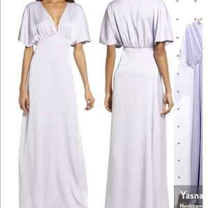 Chiaria Flutter Sleeve Satin Dress